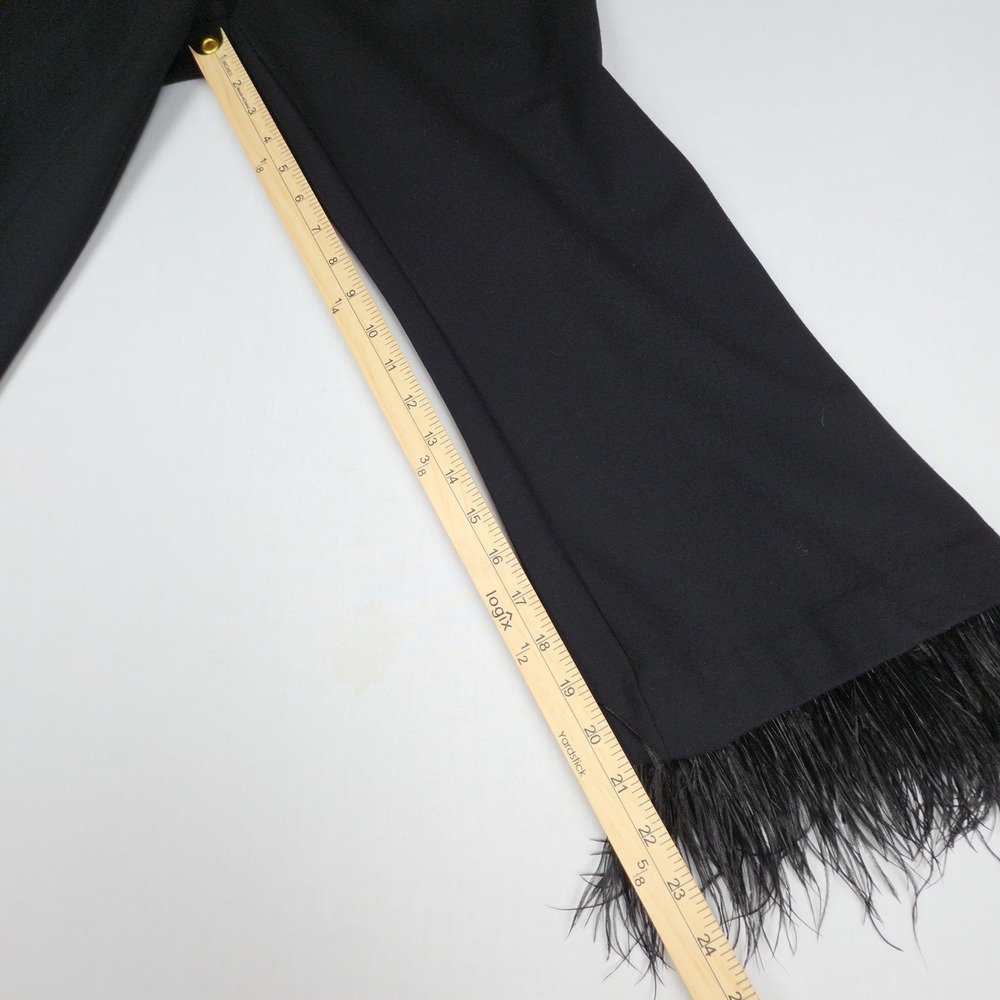 Chico's Black Feather Trim Ankle Pants Women Size 1R 8R Stretch Rayon Nylon - Picture 7 of 8